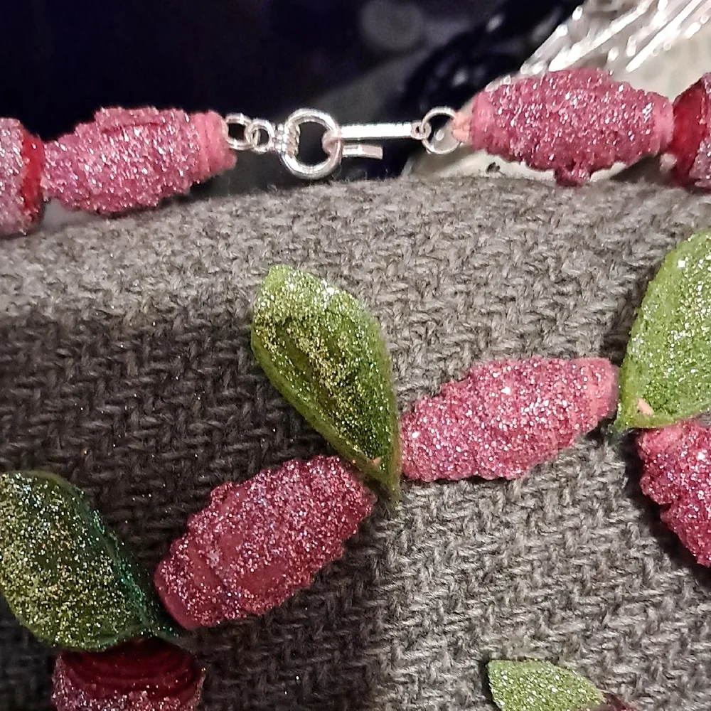 Elegant Pink and Green Beaded Necklace Set
